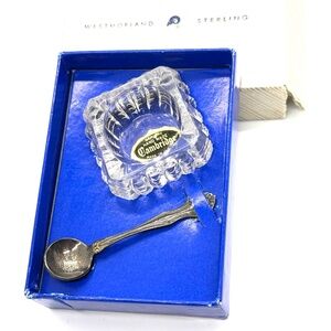 Vintage Westmoreland Sterling George and Martha Salt Spoon/Cambridge Salt Cellar